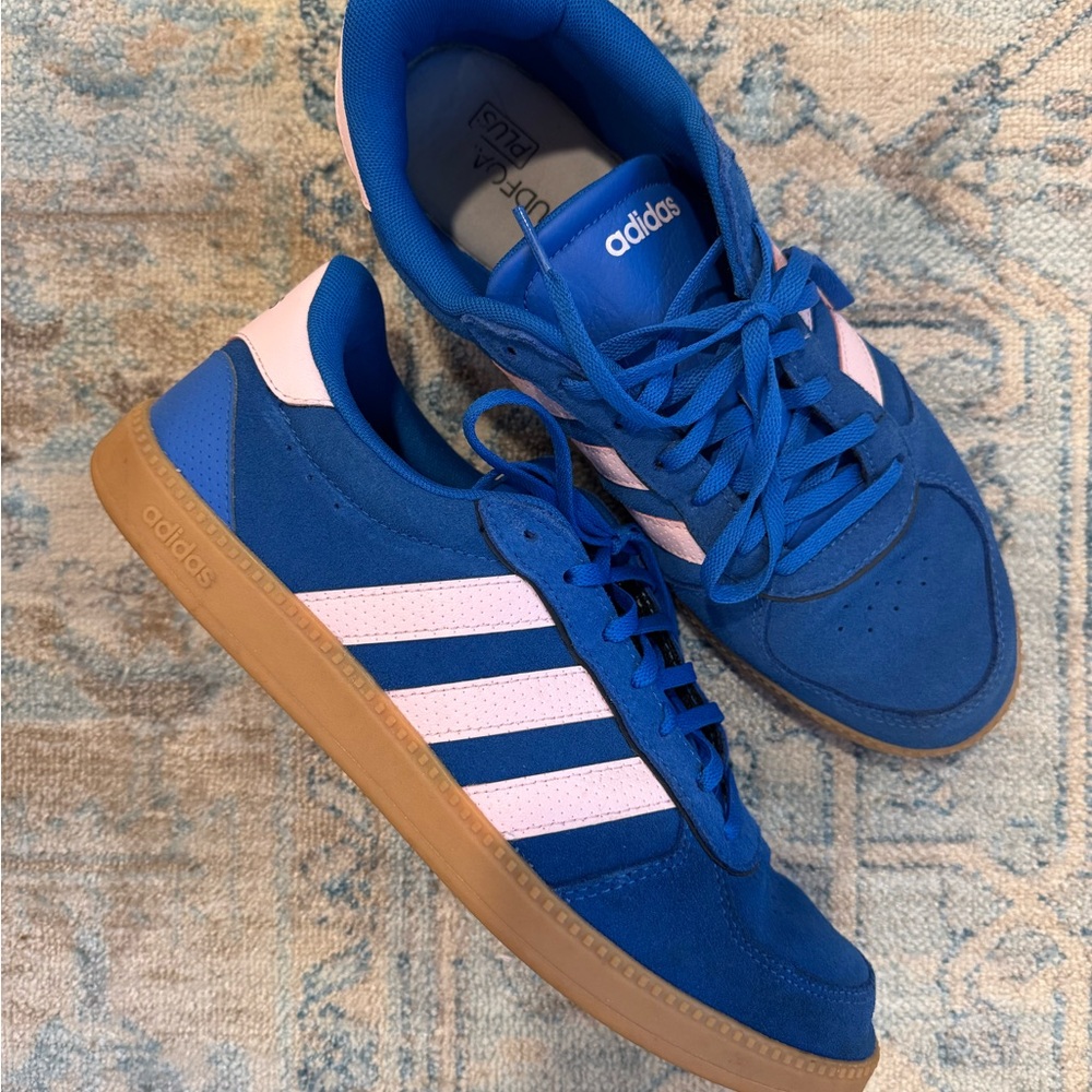 Adidas Royal Blue Sneakers with Light Pink Accents